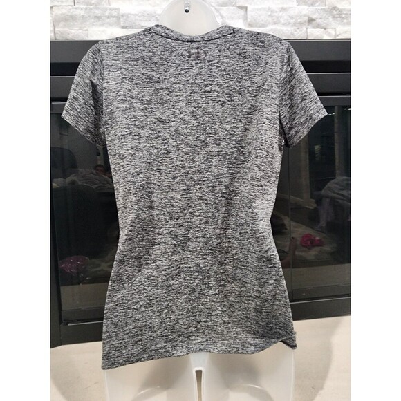Under Armour V-Neck Women's Med Heather Grey Graphic Logo - Picture 3 of 5